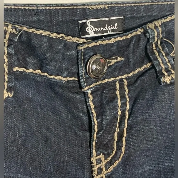 Soundgirl | Acid Wash Bootcut Decorated Denim Jeans Size 9 - Picture 4 of 7